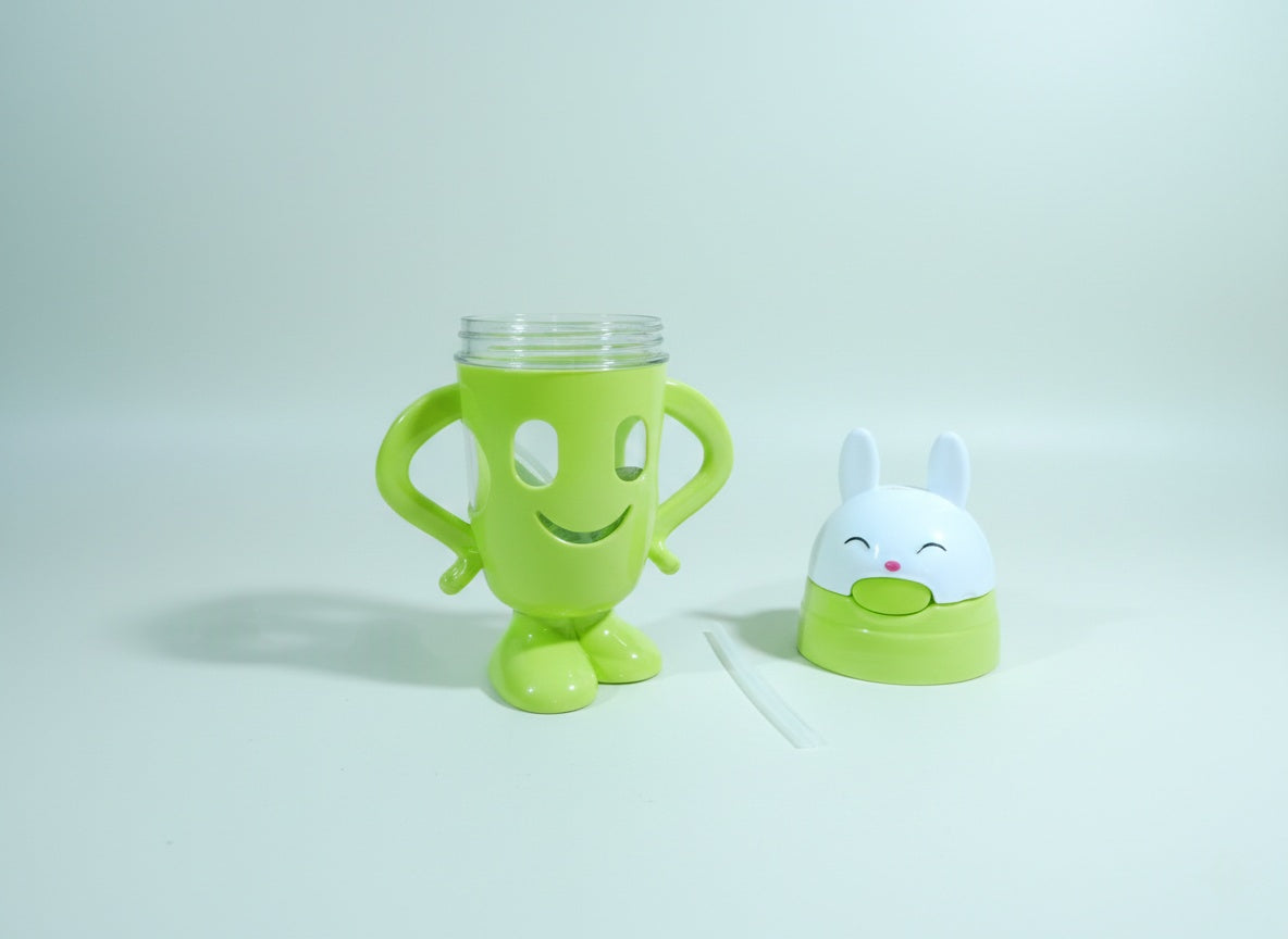 Baby Feeding Bottle Cat Style with Straw – Perfect for Water & Juice