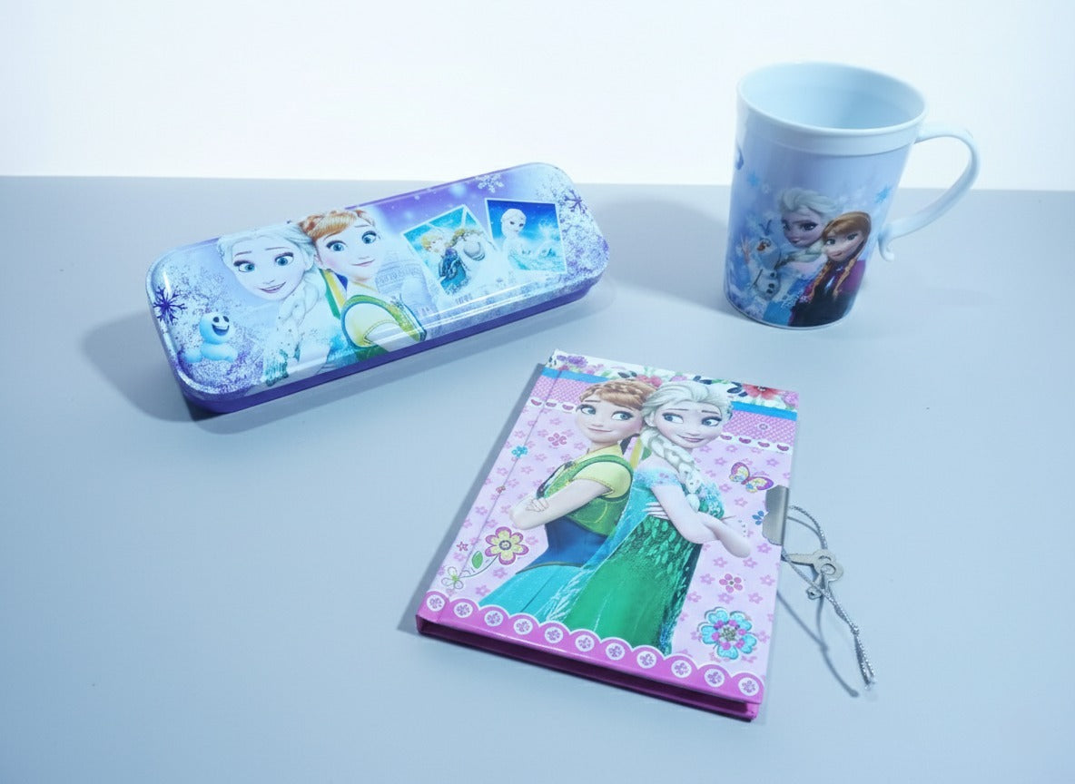 Pack of 3 Frozen Girls Set – Plastic Cup, Diary & Stationery Box