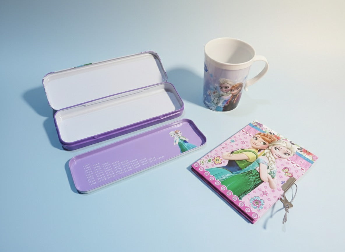 Pack of 3 Frozen Girls Set – Plastic Cup, Diary & Stationery Box