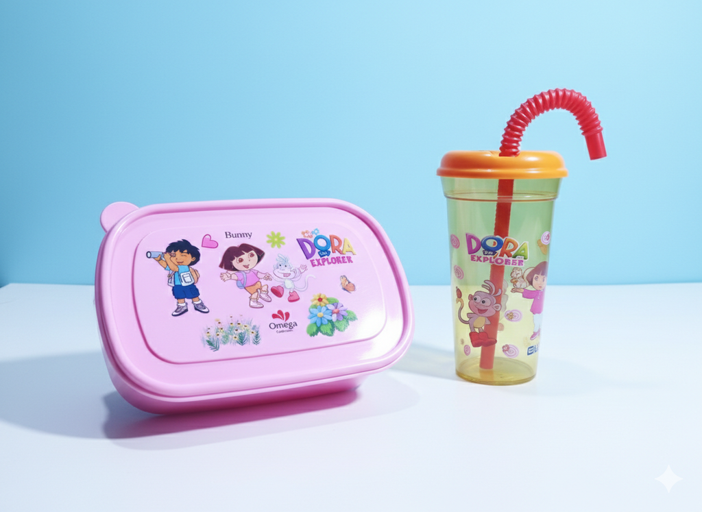 Pack of 2 Dora Explorer Lunch Box & Water Bottle for Kids