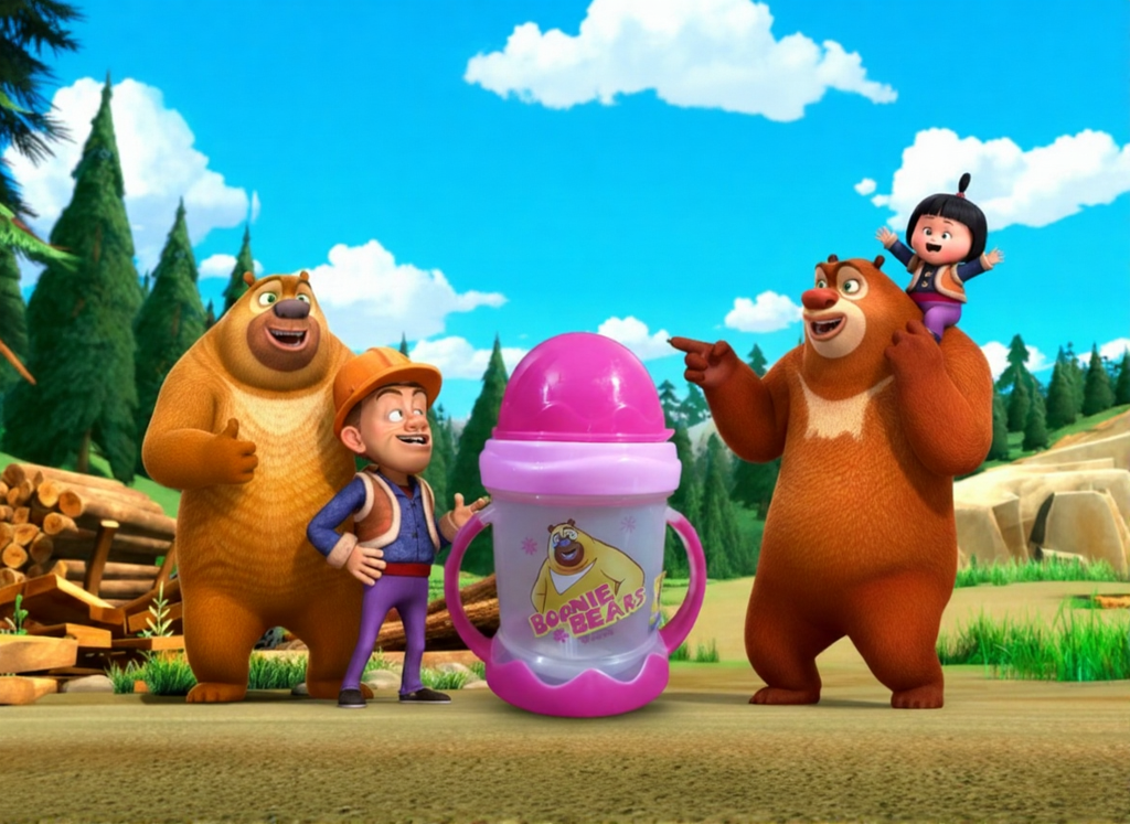 Bonnie Bears Baby Feeding Bottle with Straw – Perfect for Water & Juice