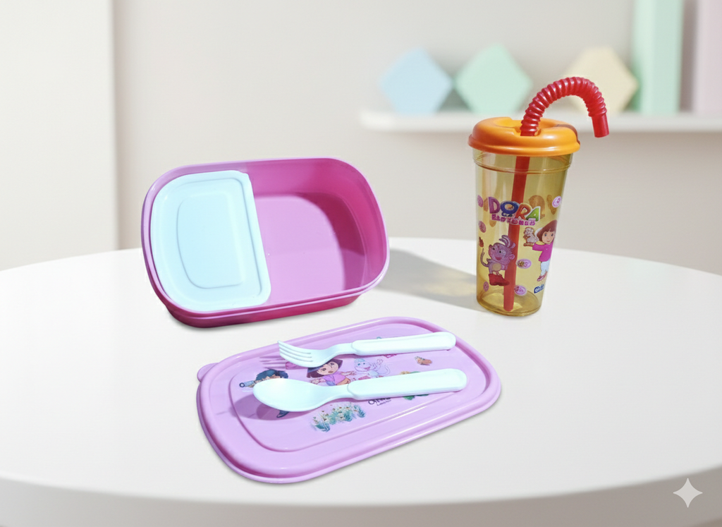 Pack of 2 Dora Explorer Lunch Box & Water Bottle for Kids