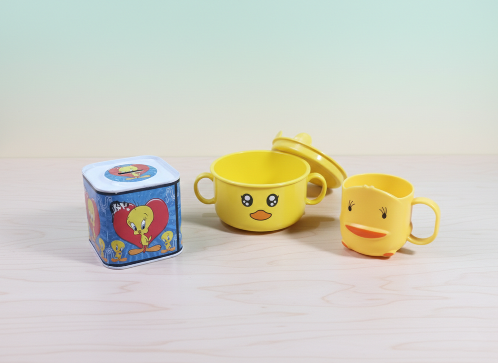 Pack of 3 Sweety Boy Set – Plastic Cup, Money Box & Bowl
